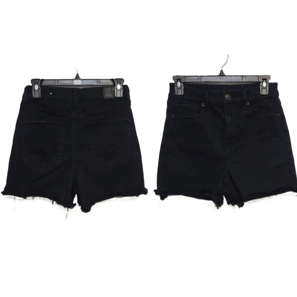 American Eagle 6 Curvy Hi-rise Shortie Black Denim Shorts Next Level Stretch